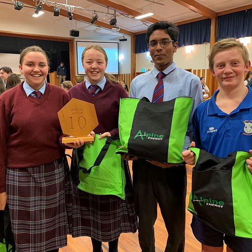 Year 10 winning team: Amy Regenvanu, Amelia Rattray, Krishna Sridhar and yr 9 Mitchell Green