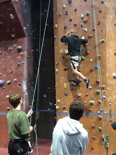 L-R: Josh Pascoe (belaying), Max Steel - on the wall