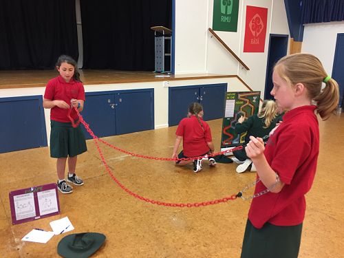 Aysha and Karlie stuck together at the Maths Roadshow