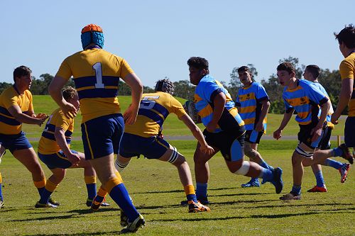 Darius Fidow crashes the ball up against Toowoomba Grammar