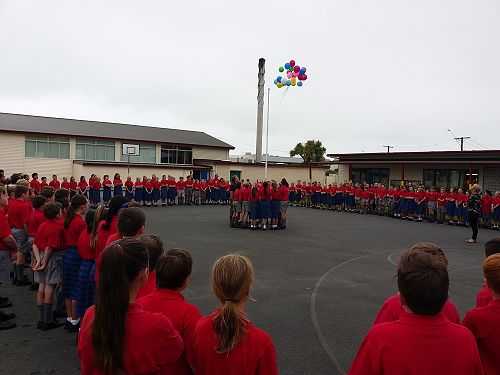 Chch assembly - outside releasing balloons