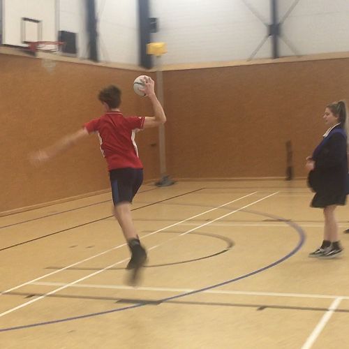 Staff vs Student Tchoukball 14/08/20 - Callum Brown launching in for a shot!