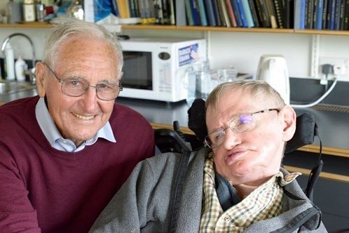 Prof Kerr with Stephen Hawking, 2018