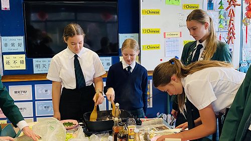 Year 9 Chinese class cooking noddles