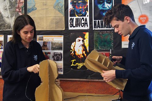 Creating Art sculpture; Shaedon Ager (left) and Max Parkes