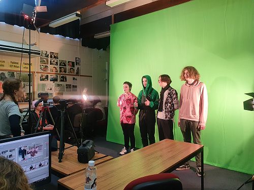 Media Studies students learning to use equipment