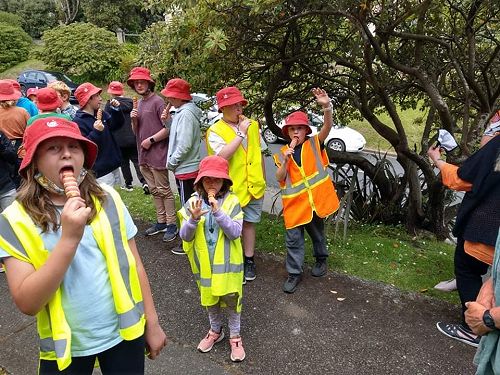 Enjoying a treat after the service