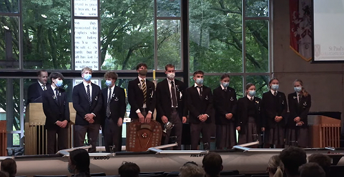 Presentation in school chapel service