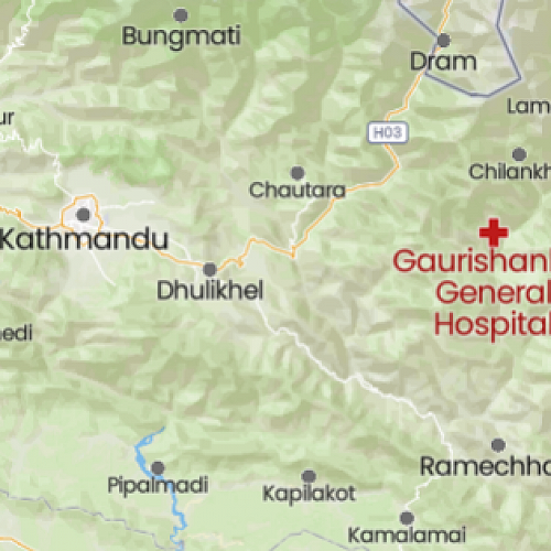Map showing location of Gaurishankar General Hospital