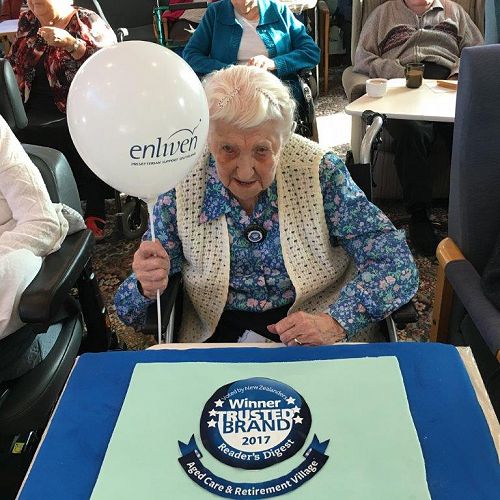 Vickery Courts oldest resident Isobel Mathews 101 years old at the announcement day celebrations