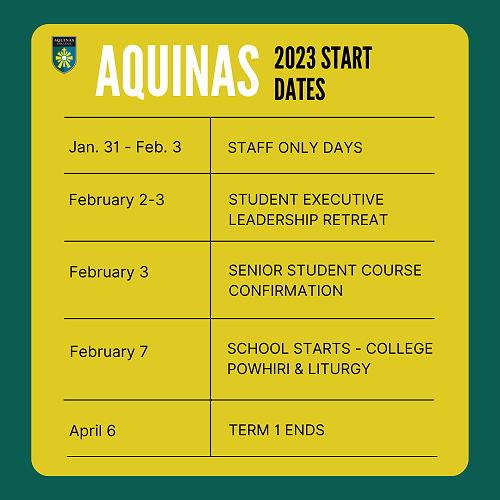 2023 Start Dates - Aquinas College