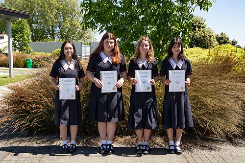 Year 11 Academic Honours - left to right Sonya Li, Charlotte Davies, Isabella Easton, Linnea Guieysse. Charlotte Ross-Graham (absent)