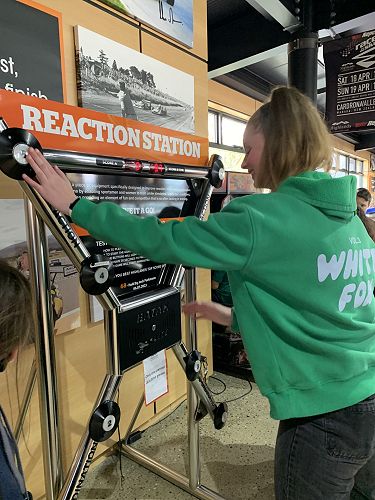 Rylee on reaction station