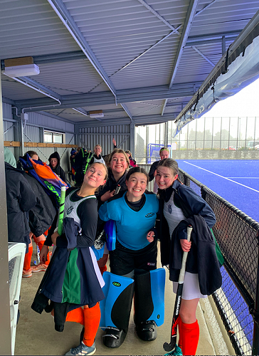 All smiles after playing in snow, sleet and hail on the first day of the exchange