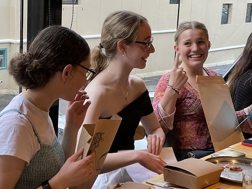 Chloe Gray, Annalise MacDonell and Samantha Gray sharing their Year 9 memories