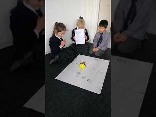 Video: Maya, Michael and Ricky watching their robot move around their map.