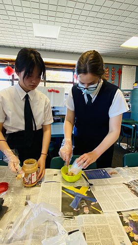 Mixing the peanut filling