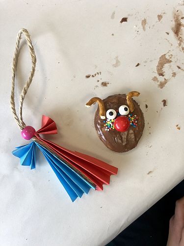 Years 4-6 made angel tree decorations and reindeer cookies.