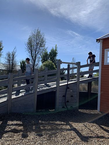 Great to be able to go up and down whenever you want to. Timothy and Kaspar exploring. 