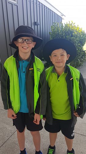 Liam and Tanner, two of our fabulous peer mediators, sporting their new badges. 