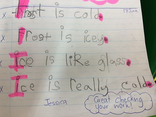 Jessica has checked her own full stops and capital letters - Yippee!