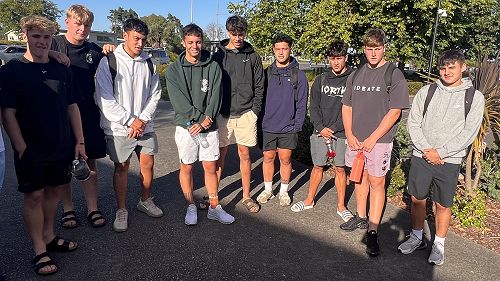 Sport & Exercise Science Level 3 students, from left, Mitchell Swann, Luke Hills, Dallas Rata-Makene, Te Maia Huirama, Jesse Humberstone-Kara, Hiraka Waitai-Haenga, Nikau Dromgool, Jake Rabarts, and Zachary Palmer