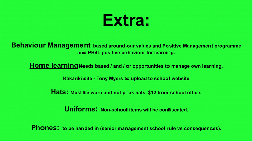 Standard expectations that match the school policies. Please contact the school if your have any issues or questions around these.