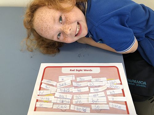 Amelia learning her Red sight words