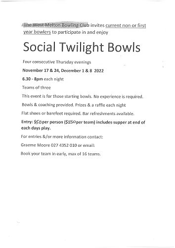 WM Bowls Club Social Twilight Bowls