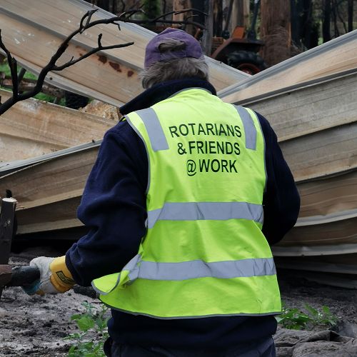 Rotarians and friends at work