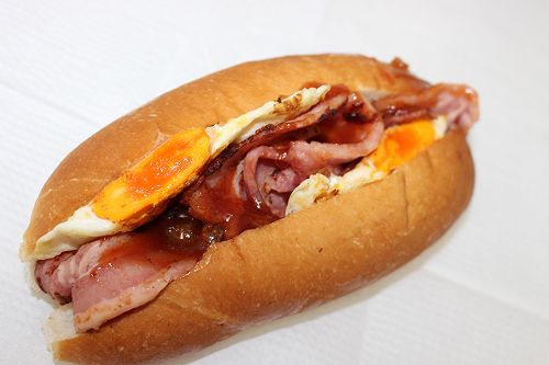 Bacon and egg roll $4
