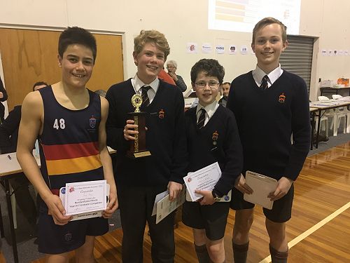 Year 9 Winners - Jack Timu, Michael Buttery, Martin Brook and Sam Gradwell