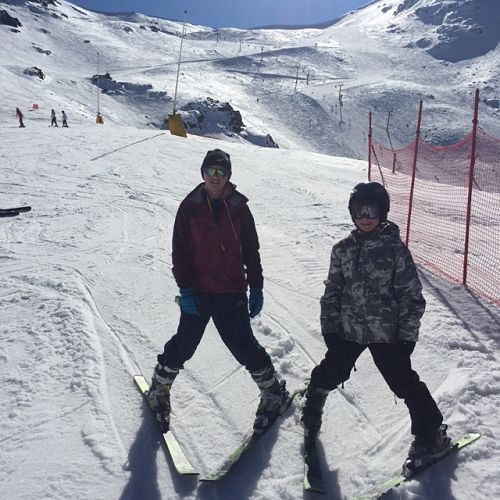 Enjoying the annual ski trip.