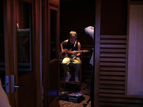 Ruby tracking Electric Guitar for her song 'Shifting Places'.