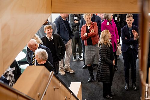 Guests smile through the Lander Centre