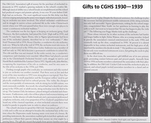 Gifts to CGHS 1930-1939