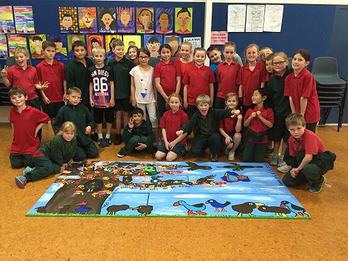 The wonderful mural created by Room 8, 13, 3 and 4!
