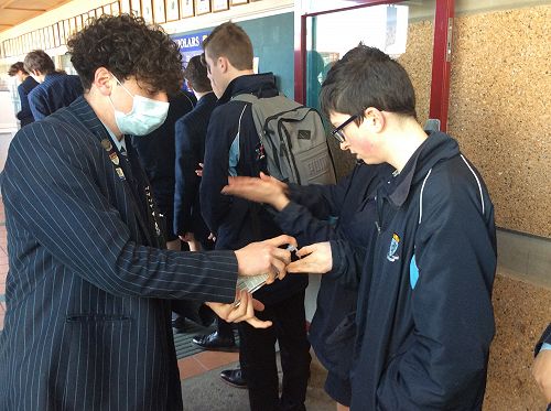 Sanitizing while waiting to vote