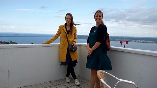 Anna Pushkareva and Elena Titova welcomed David Howard to Russia on behalf of Ulyanovsk City of Literature; here they are above the Volga River.