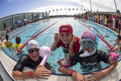 George Laing, Mack Odey and Jo Ioane getting into the Spirit of the Swimming Sports