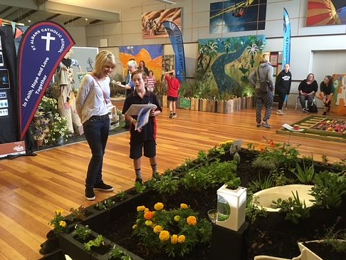 Josh is explaining to Mrs Bentley the features of our exhibit.