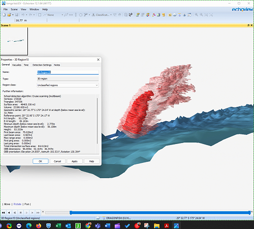 Geothermal venting activity Tonga's Hunga Caldera (post eruption) captured with WASSP F3XL and analyzed via ECHOVIEW
