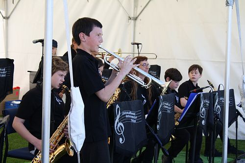 Daniel Powley takes a solo in Oye Como Va