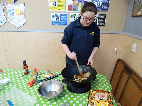 Jessa preparing her dish