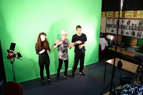 Media Studies students learning to use equipment