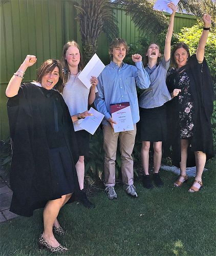 Hannah Cameron (left) and Gaye Bloomfield celebrate the decision with the psychology prize winners.