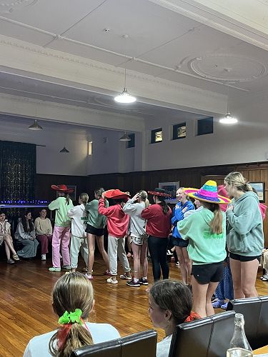 A year 10 group making the most of their time on the d-floor