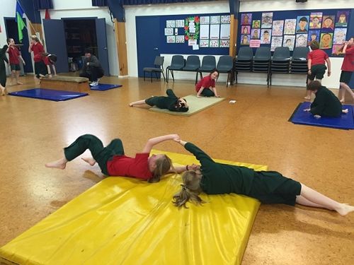 Performing a partner sequence in Gymnastics