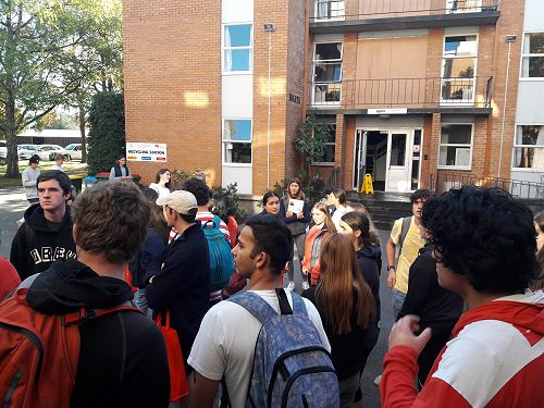 Students at Uni Hall