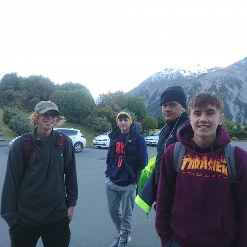 Arriving at Aoraki Mount Cook. Very fresh air after four hours in a van with teenage boys